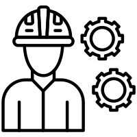 Skilled workforce and assembly service icon representing manufacturing support
