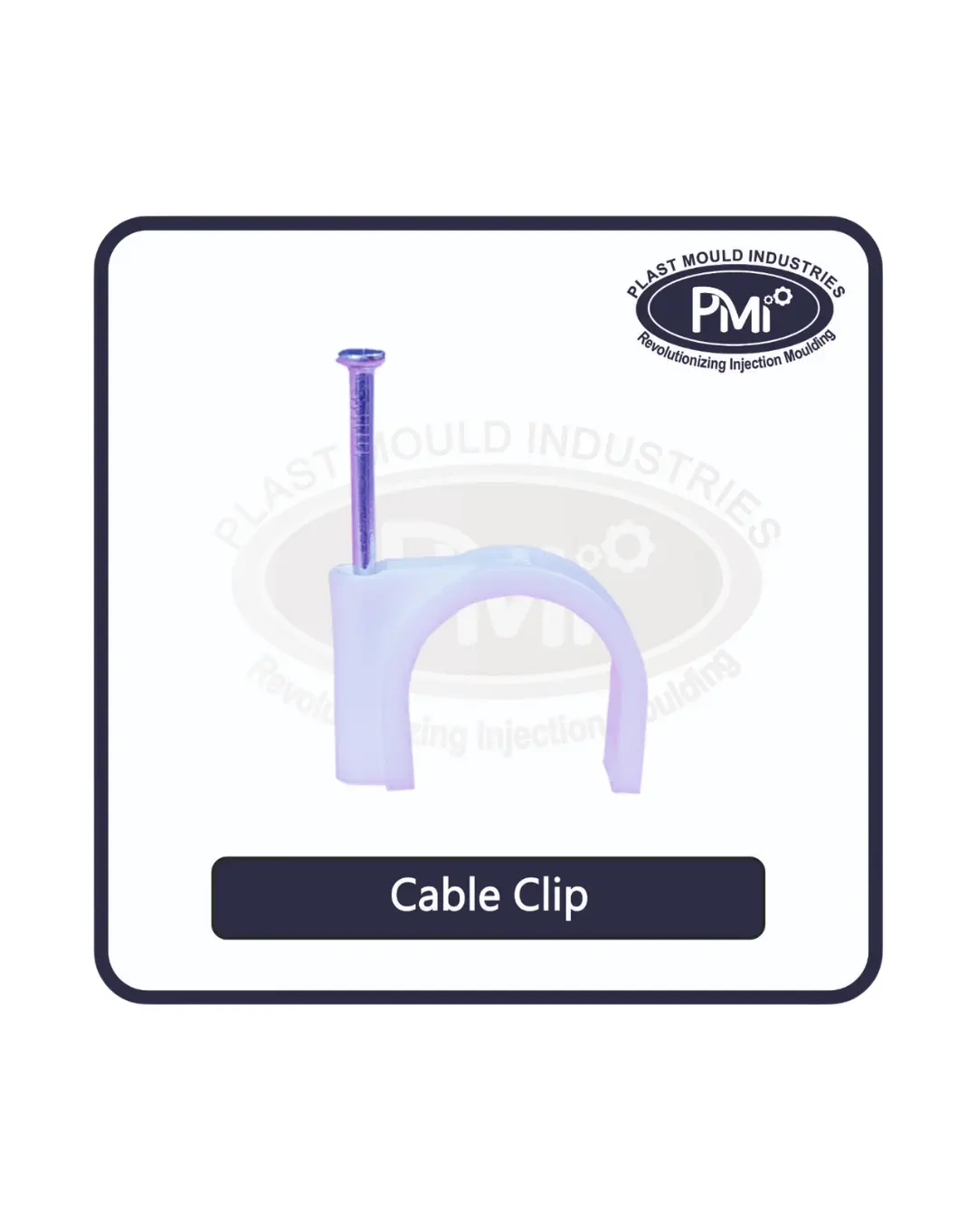 Plastic cable clip with nail for secure wire fixing on walls and surfaces