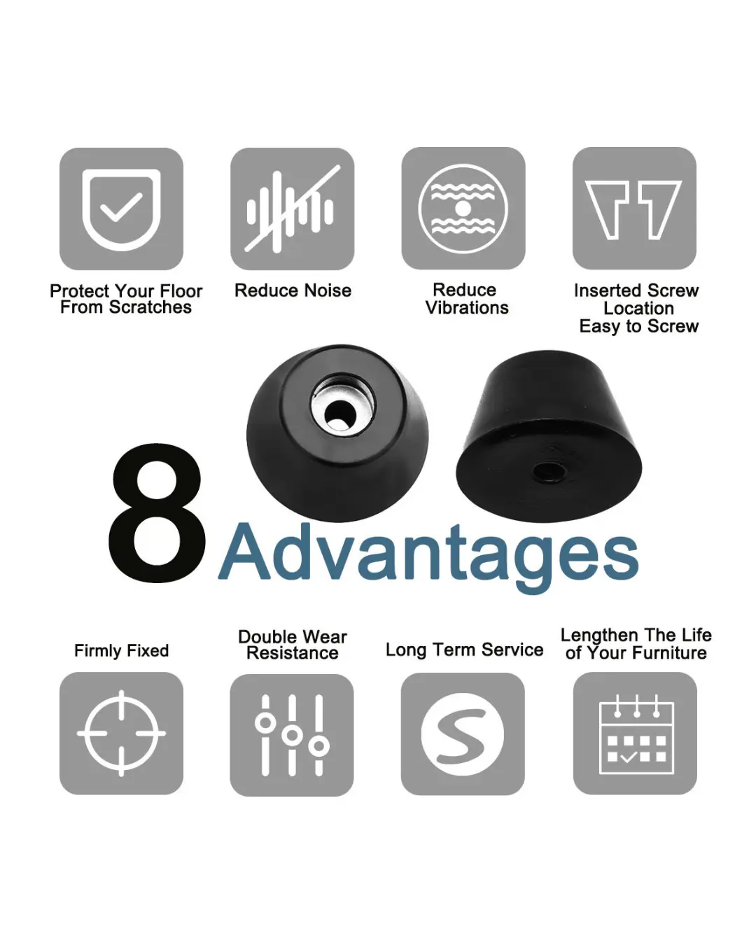 Furniture buffer pads with anti-scratch, anti-slip, and noise reduction features