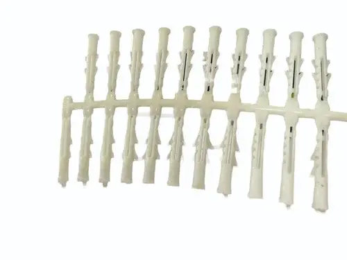Nylon wall plugs with screws for strong fixing in concrete and brick walls