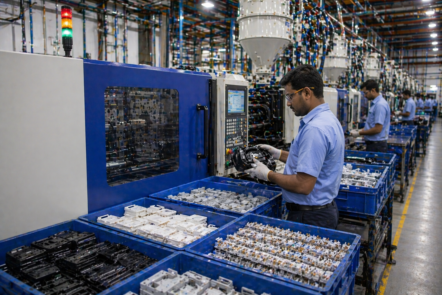 Sorting and handling plastic parts for consumer durable manufacturing