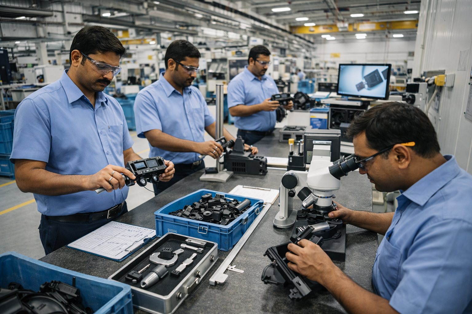 Workers assembling plastic parts for home appliances
