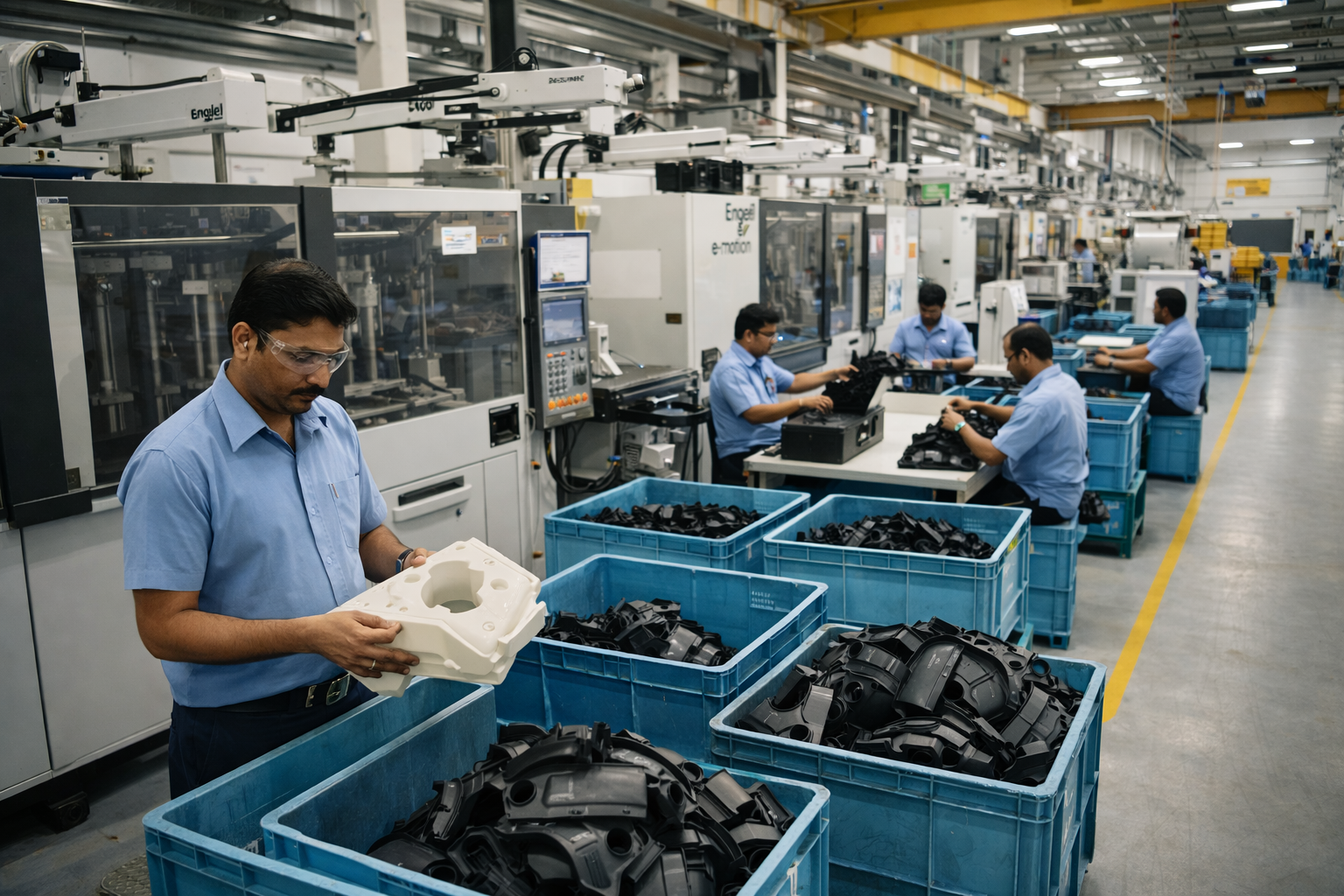 Assembly line for home appliance plastic components production