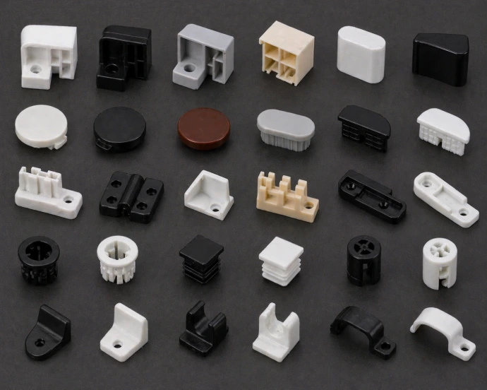 Precision plastic fittings for modular furniture and interior applications
