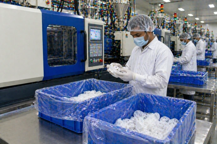 Plastic components and fittings used in modular furniture applications