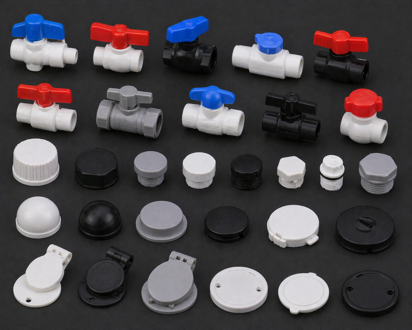 Plastic plumbing components and fittings for water supply and sanitary systems