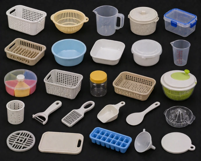 Plastic components used in consumer goods and daily household items