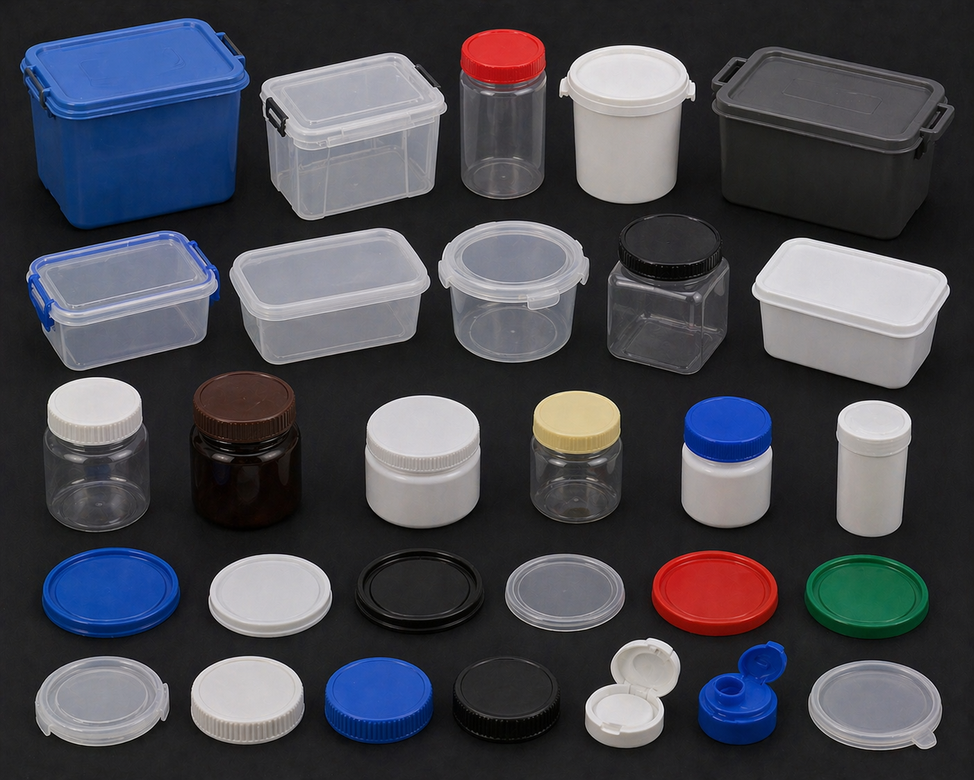 Plastic caps and closures used in household and consumer product packaging