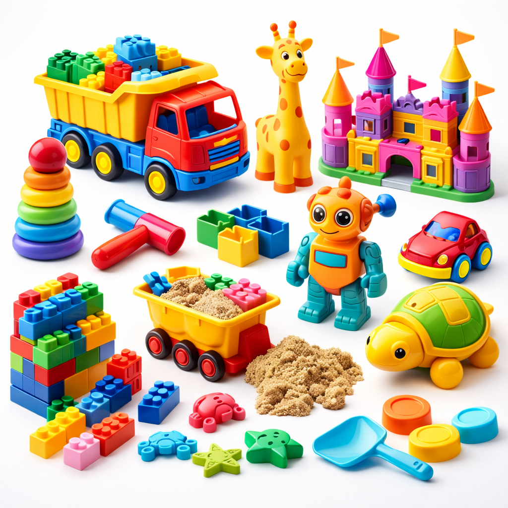 Colorful plastic toys and play products for kids learning and entertainment