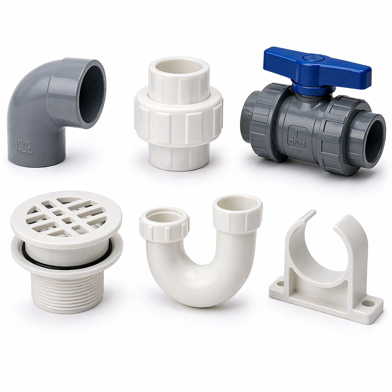 Plastic plumbing fittings and sanitary components for water and drainage systems