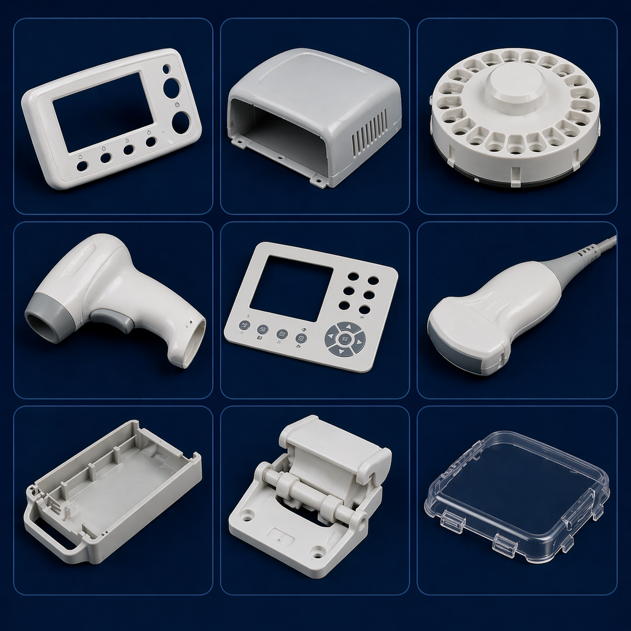 Plastic housings and parts for medical equipment and diagnostic devices