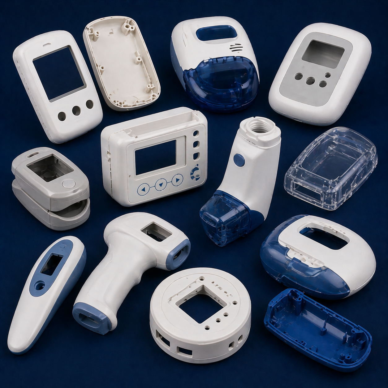 Injection moulded plastic components used in medical and healthcare devices