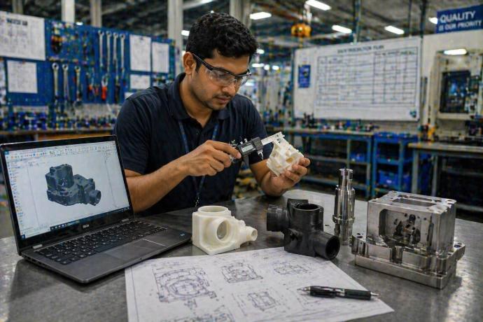 3D printing machine producing multiple prototype parts