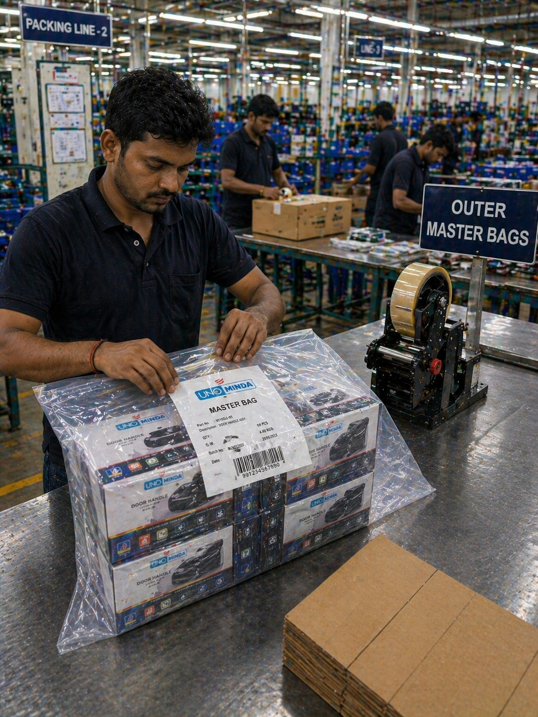 Handling and packing finished plastic products