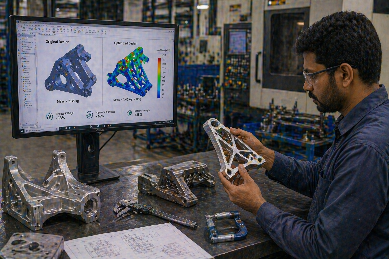 Product design workstation with CAD software for plastic component development