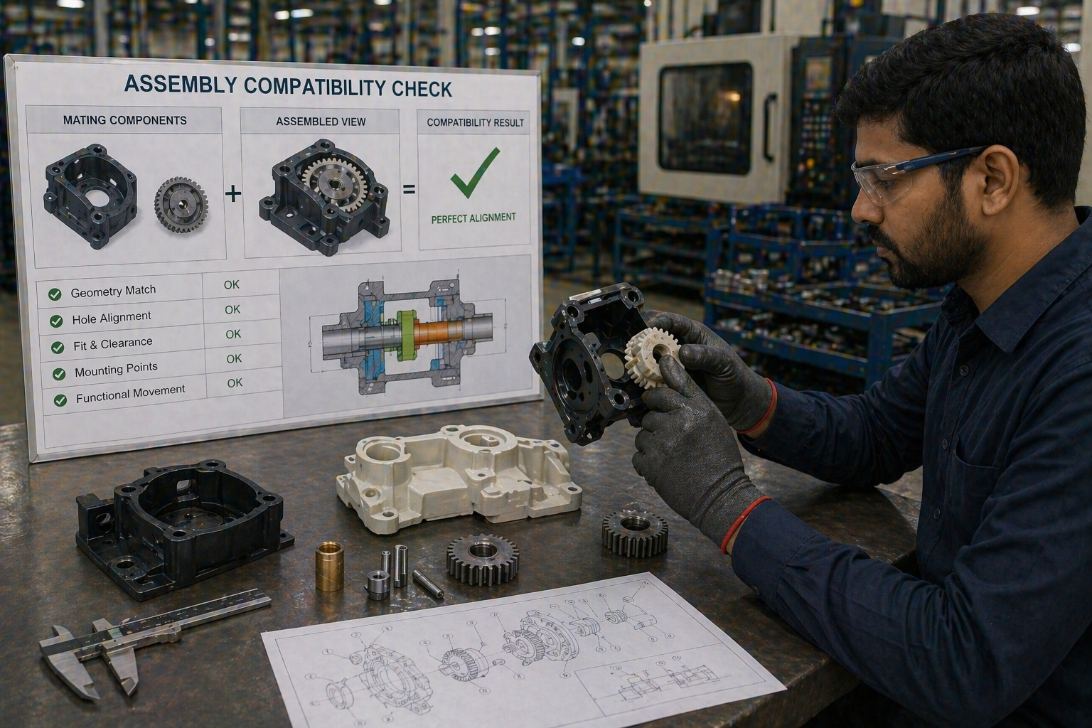 Technical drawings and product development planning for plastic components
