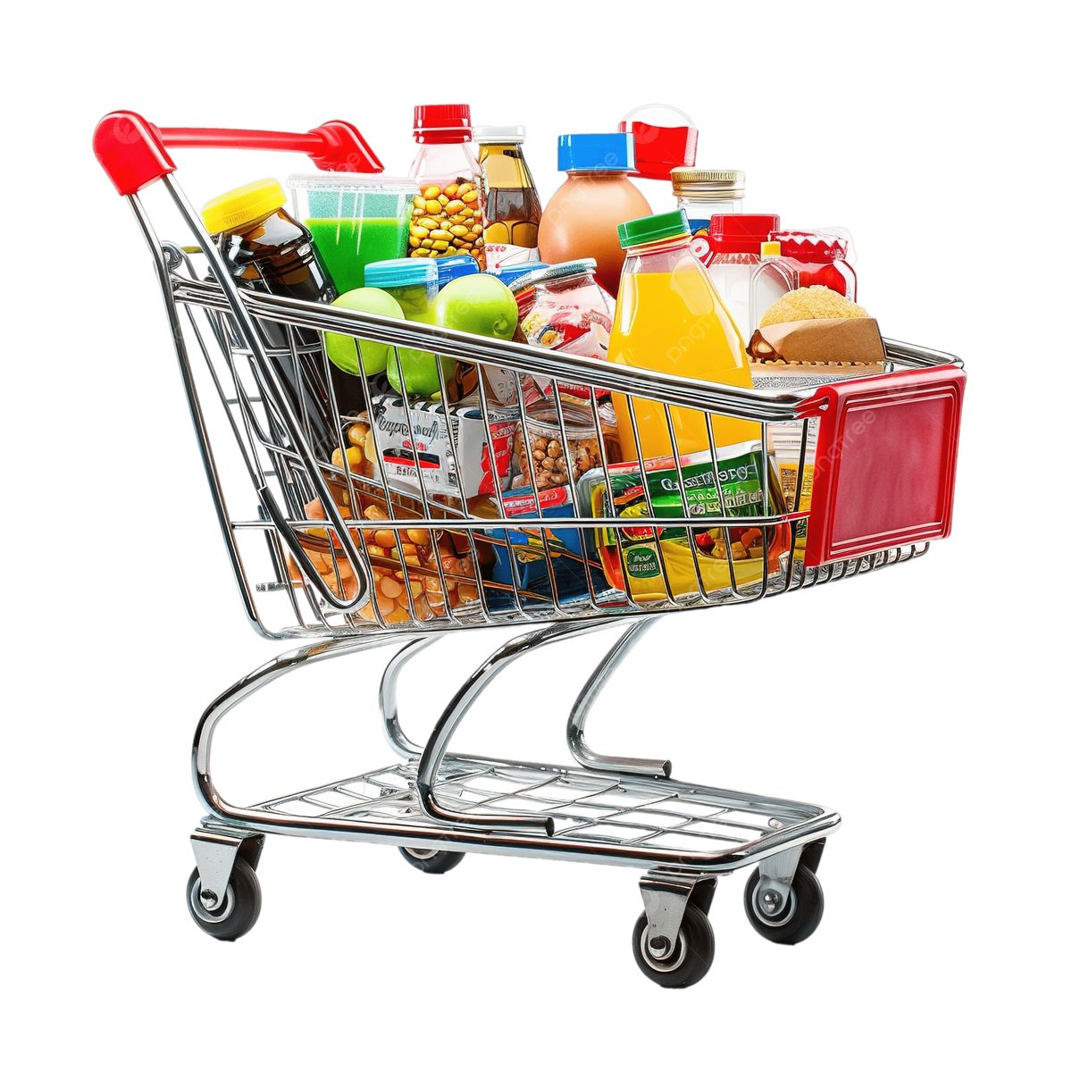 FMCG products in shopping cart representing consumer packaging solutions