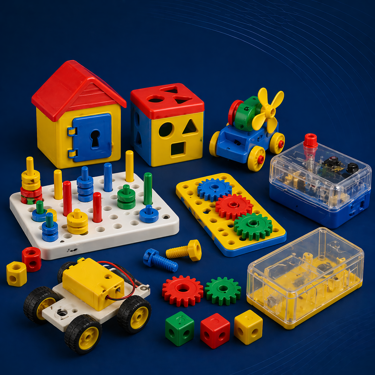 Plastic toy house play set for kids learning and creative play