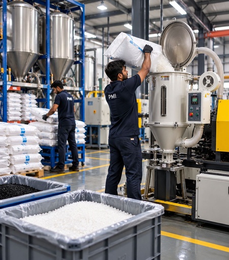 Plastic raw material pellets ready for production